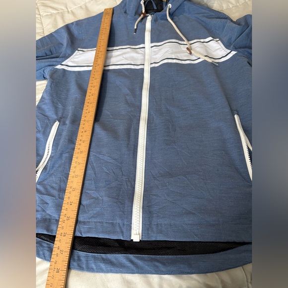 Faherty men’s navy surf stripe zip jacket size medium with hood - Picture 8 of 14